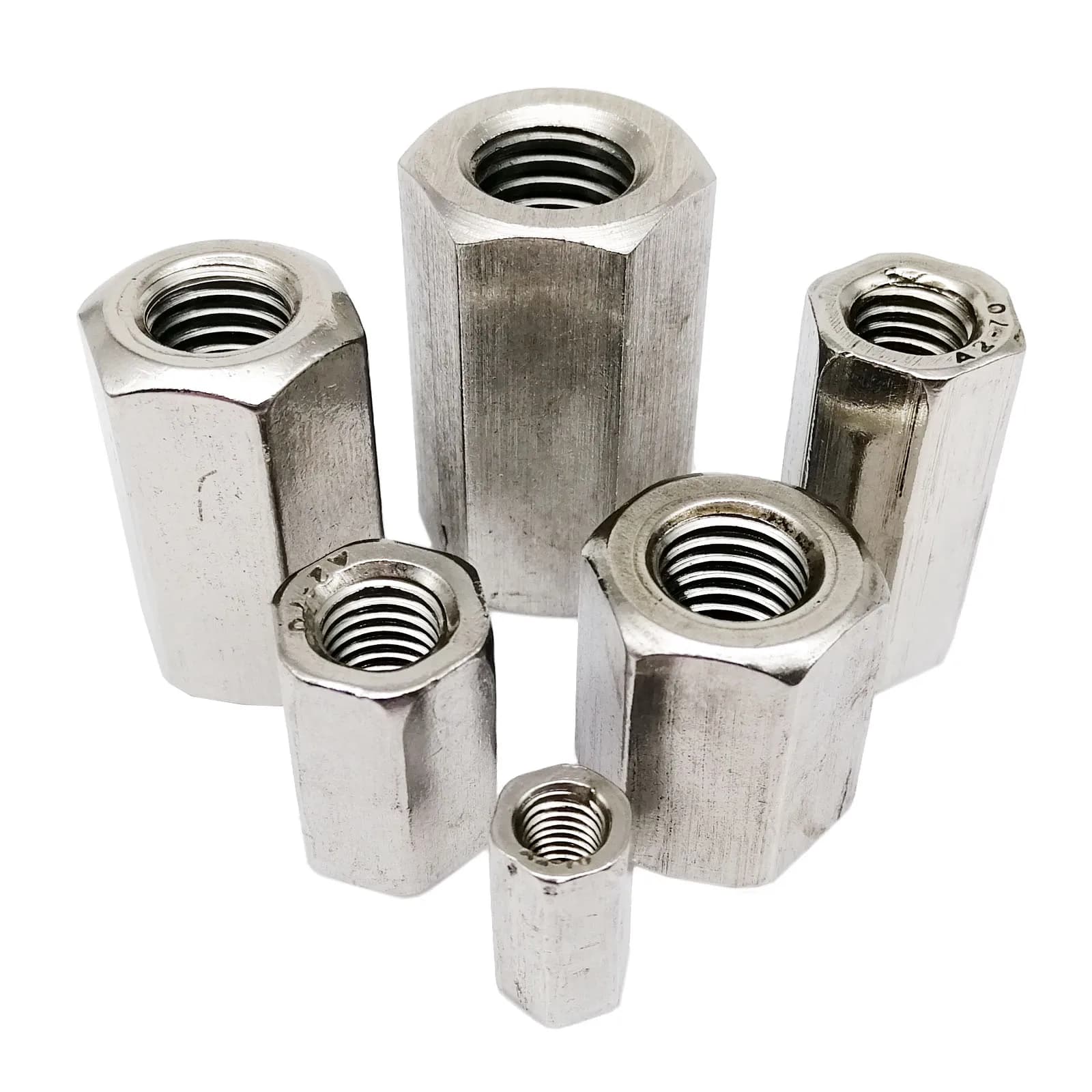 304 Stainless Steel Hex Coupling Nuts | M3-M12 Extended Rod Connectors | Industrial Sleeve Joints - Thumbnail 2