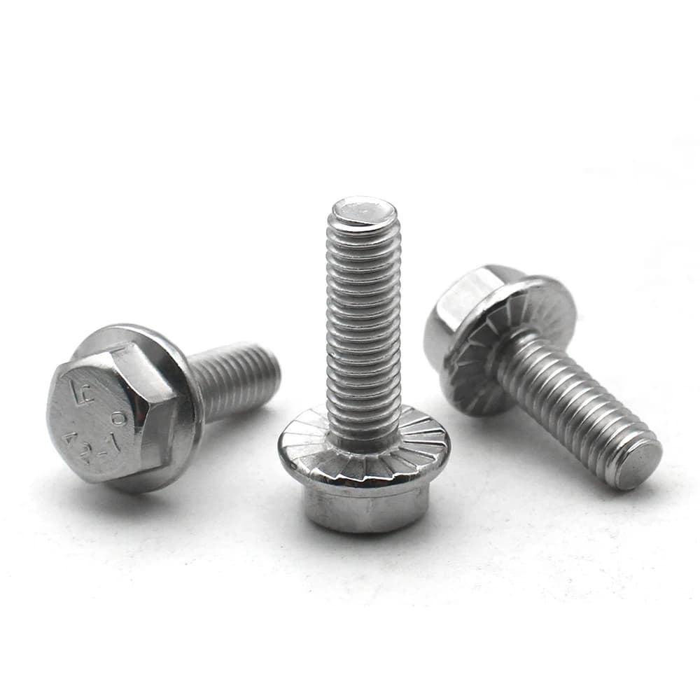M4-M12 304 Stainless Steel Flange Head Bolts | A2-70 Grade with Serrated Washer | 2-30pcs Hex Cap Screw Set - Thumbnail 3