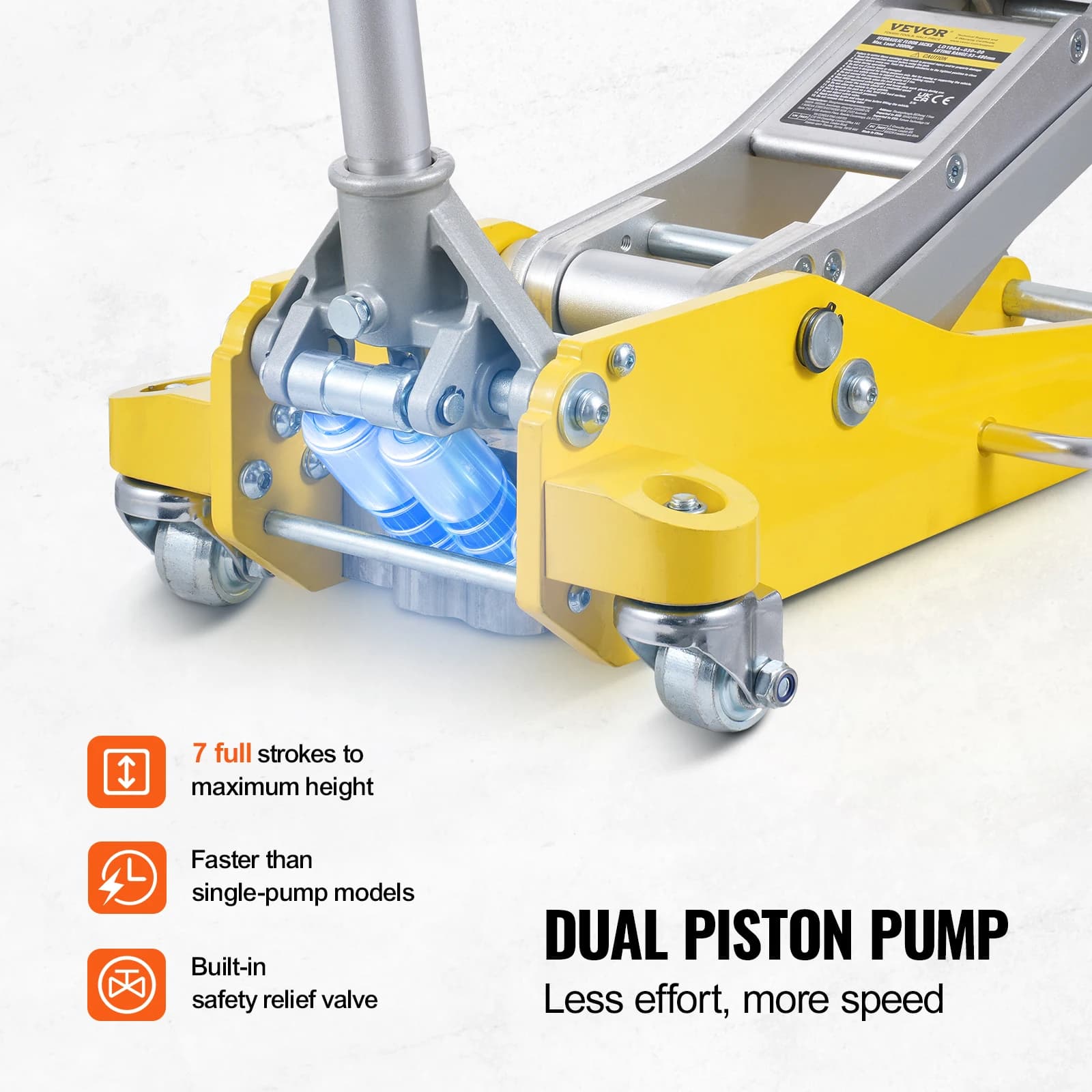 3-Ton Aluminum Racing Floor Jack | Dual-Piston Hydraulic Quick Lift for Auto Repair - Thumbnail 4