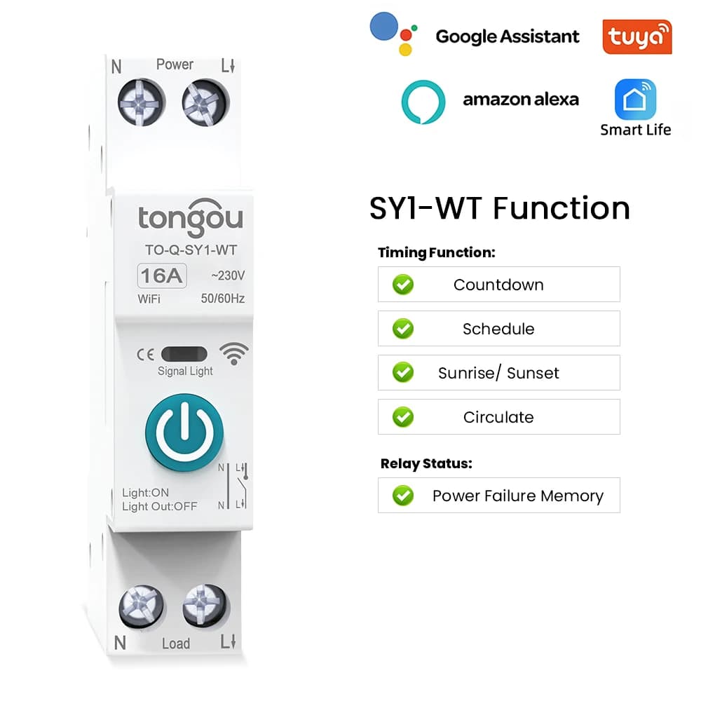 Smart Circuit Breaker with Energy Monitoring | 50A/63A DIN Rail | App & Voice Control - Thumbnail 3