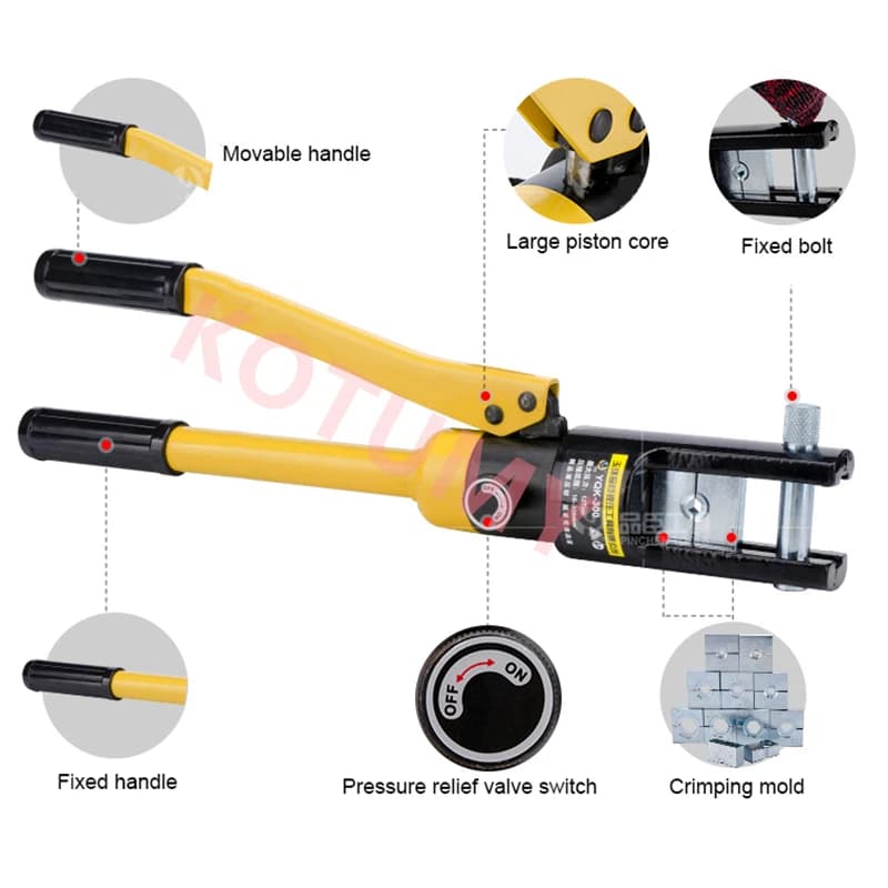 Hydraulic Cable Crimper | 8-Ton Capacity | 6-120mm² Terminal Range | Heavy-Duty Tool - Thumbnail 2