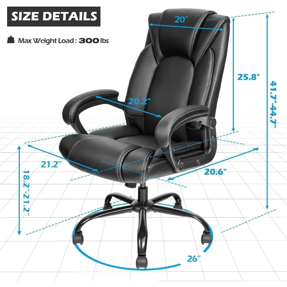Office Chair | 5-Year Hydrolysis-Resistant Leather | Spring Cushion Ergonomic Desk Computer Chair - Thumbnail 2