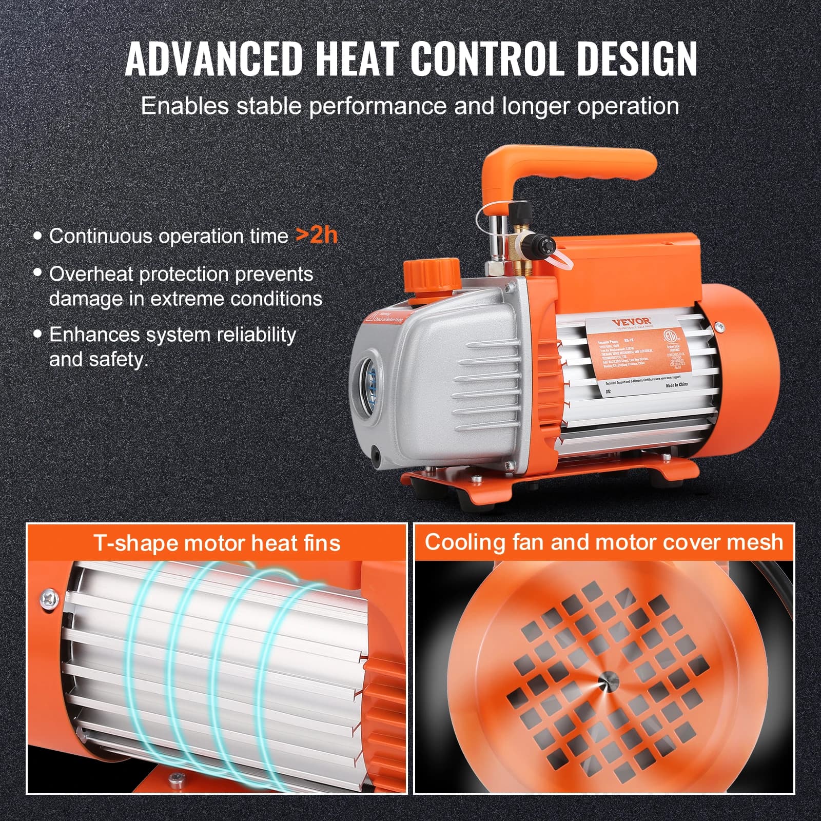 HVAC Vacuum Pump | 7 CFM 2-Stage | AC120V for Refrigeration Maintenance - Thumbnail 3