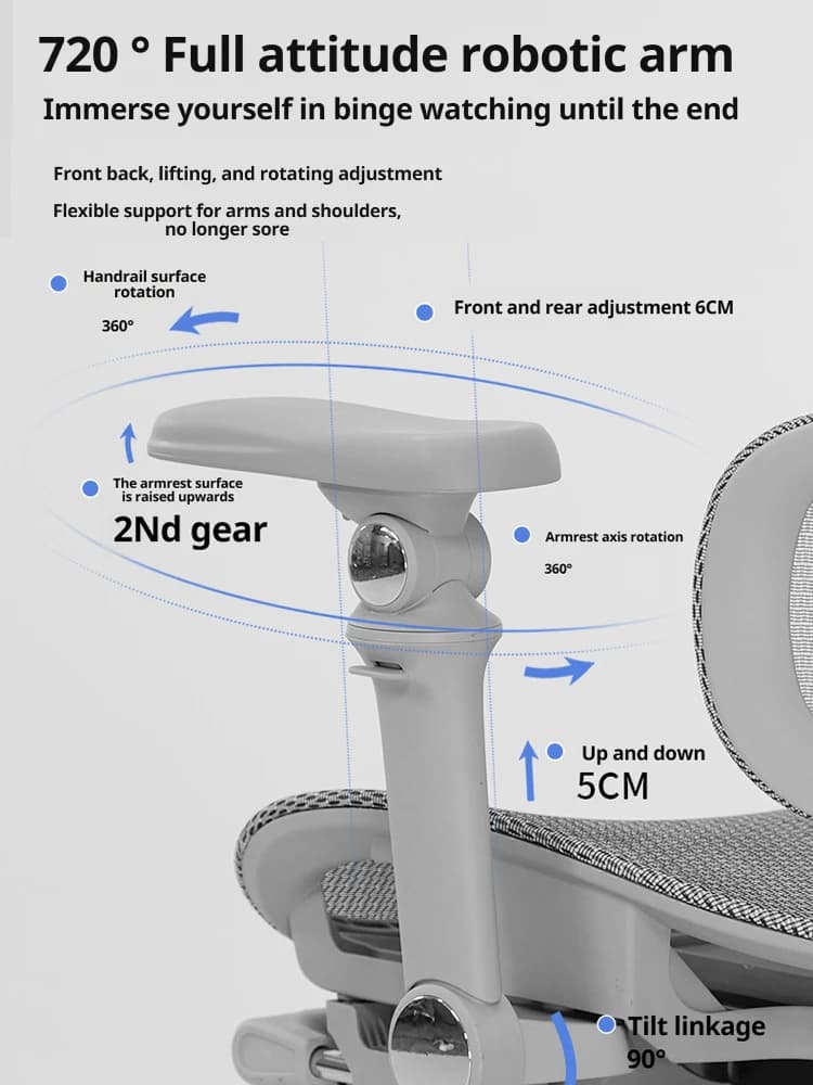 Mesh Office Chair | High Back Swivel with Footrest | Reclining Computer Gaming Chair - Thumbnail 6
