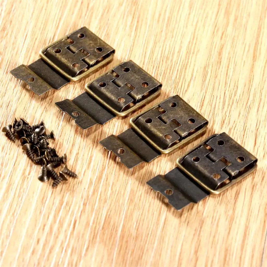 Bronze Ring Hinges | 38x21mm Even Design | Jewelry Box & Cabinet Retro Hardware - Thumbnail 5