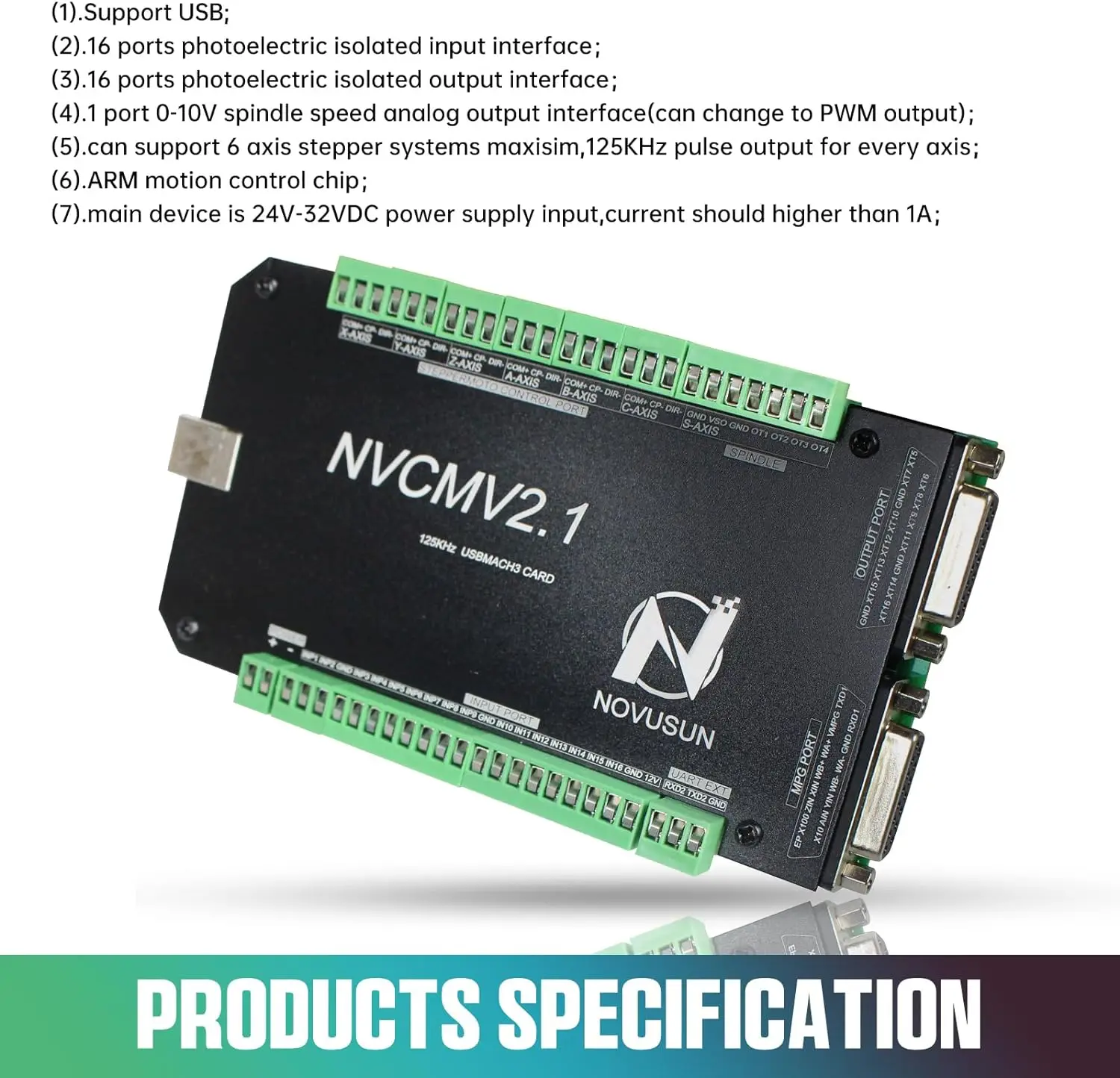 CNC Motion Control Board | 6-Axis USB Interface | 12-32VDC for Stepper Motors - Thumbnail 5