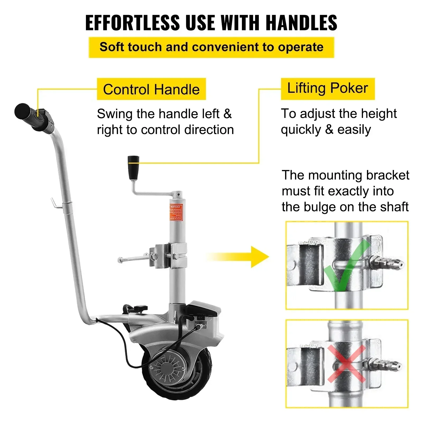 Heavy-Duty 350W Electric Trailer Mover | 12V Power | 5000 lb Capacity | Jockey Wheel Replacement - Thumbnail 7