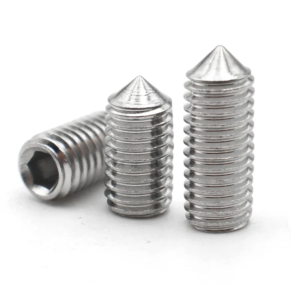 304 Stainless Steel Grub Screws | DIN914 Hex Socket Set Screws | M2-M12 Cone Point (10pcs) - Thumbnail 3