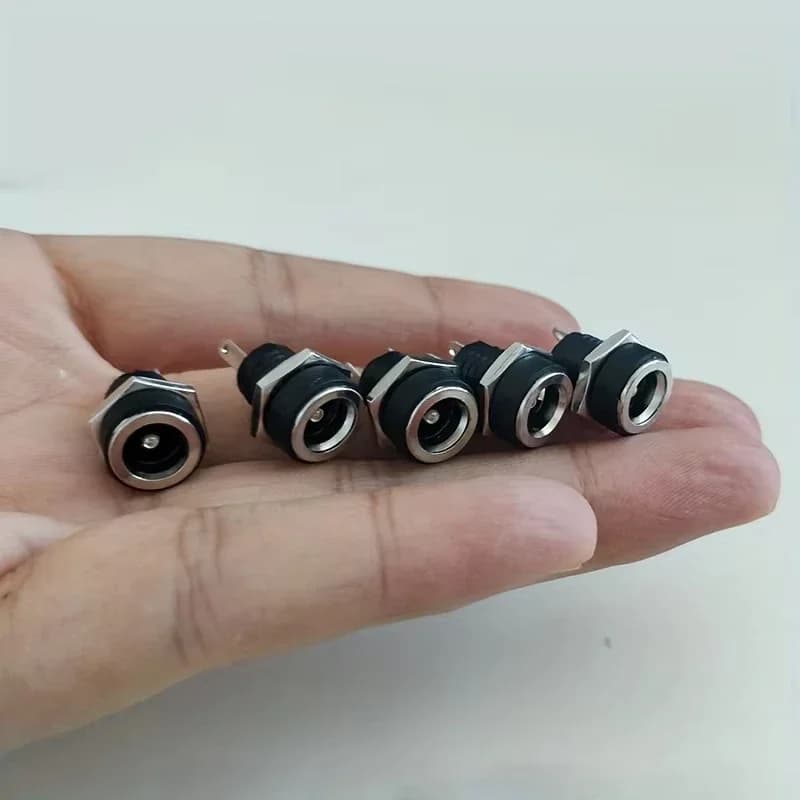 DC Power Connector Set | 5.5x2.1mm Panel Mount Jack & Plug | 5-Pair Kit for Secure Adapter Wiring - Thumbnail 7
