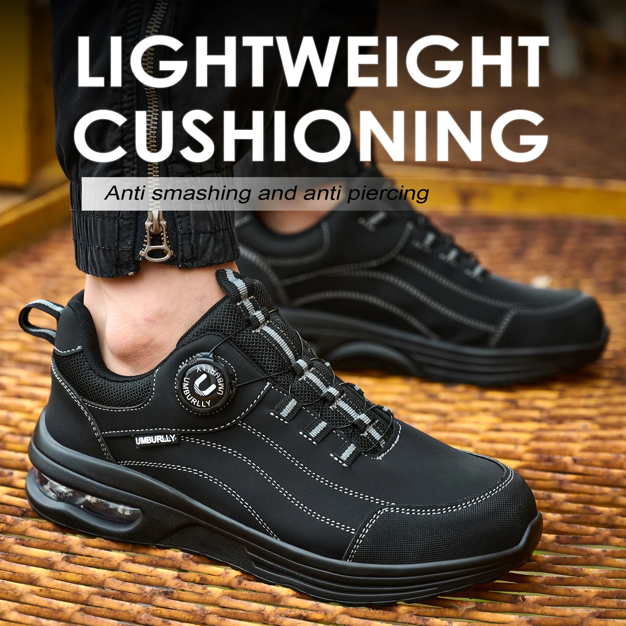 Construction Shoes | Steel Toe Kevlar Midsole & Air Cushion | Men's Safety Work Boots - Thumbnail 3