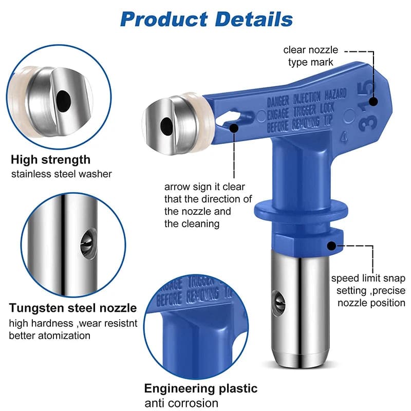 Spray Gun Nozzle Tips | 211-623 Sizes for Fine Finish & Seal | Home Garden Paint Sprayer Replacement - Thumbnail 2