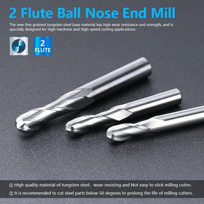 Nose End Mill Set | 2 Flute CNC Engraving Bits | 3.175-8mm Shank Wood Milling Cutter - Thumbnail 6