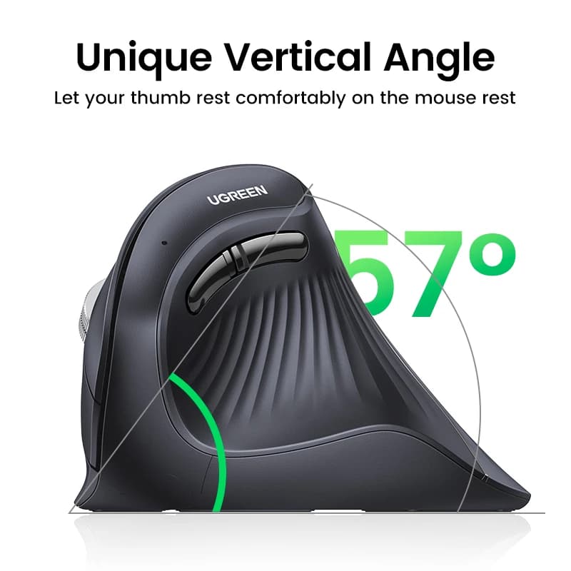 Ergonomic Vertical Mouse | Wireless Bluetooth 5.0 & 2.4G | 4000 DPI for MacBook & PC - Thumbnail 2