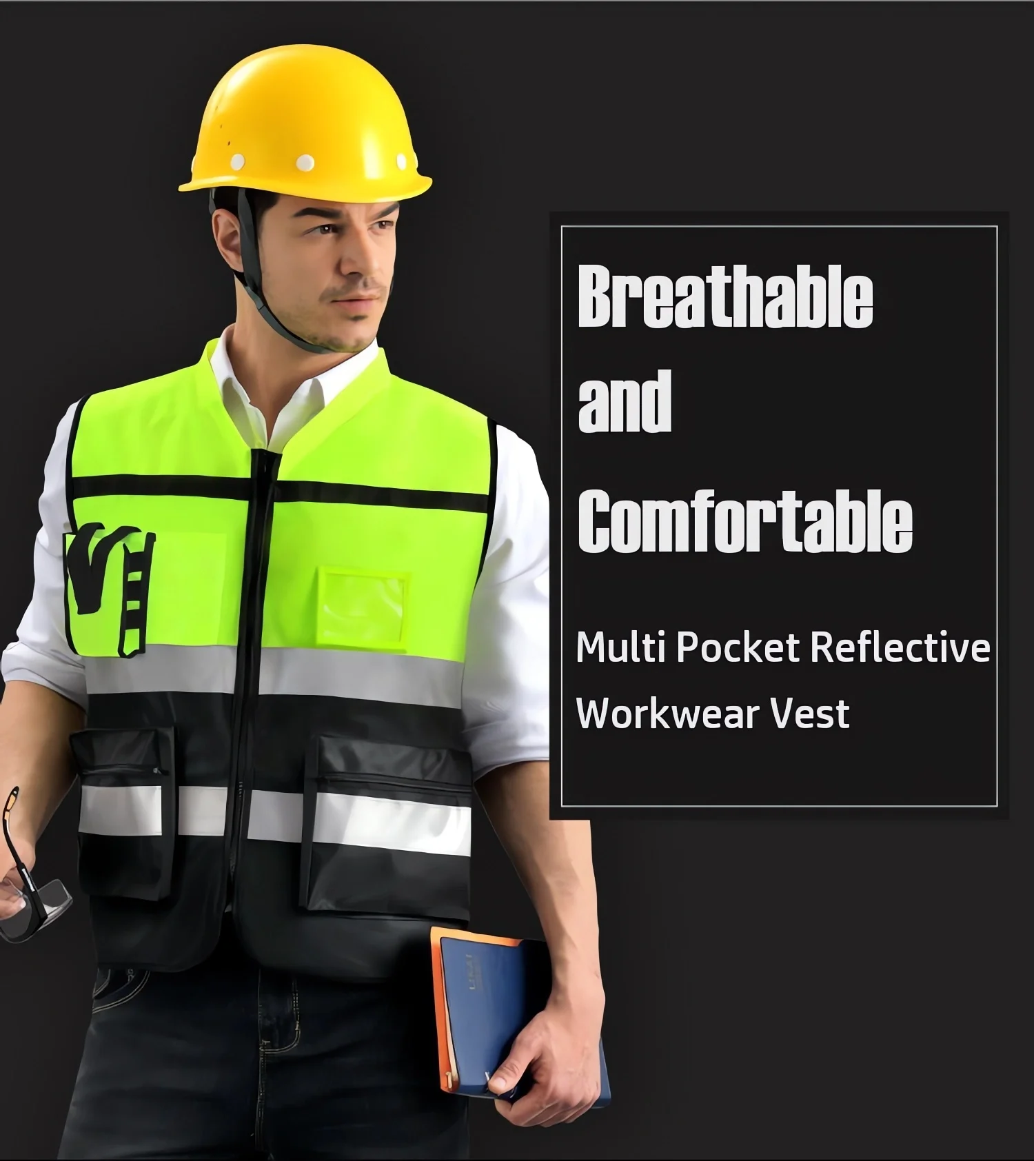 Safety Vest | High-Brightness Strip for Night Running | Unisex Multi-Pocket - Thumbnail 5