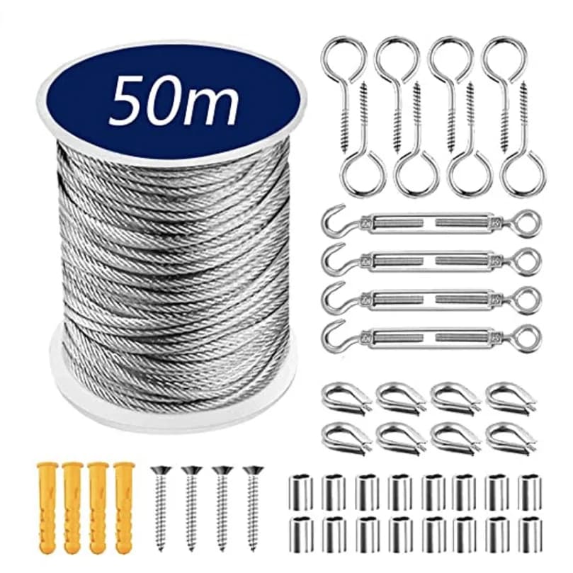 15m PVC-Coated Steel Cable Kit | Heavy-Duty Railing & Fence Wire | 304 Stainless Steel - Thumbnail 4