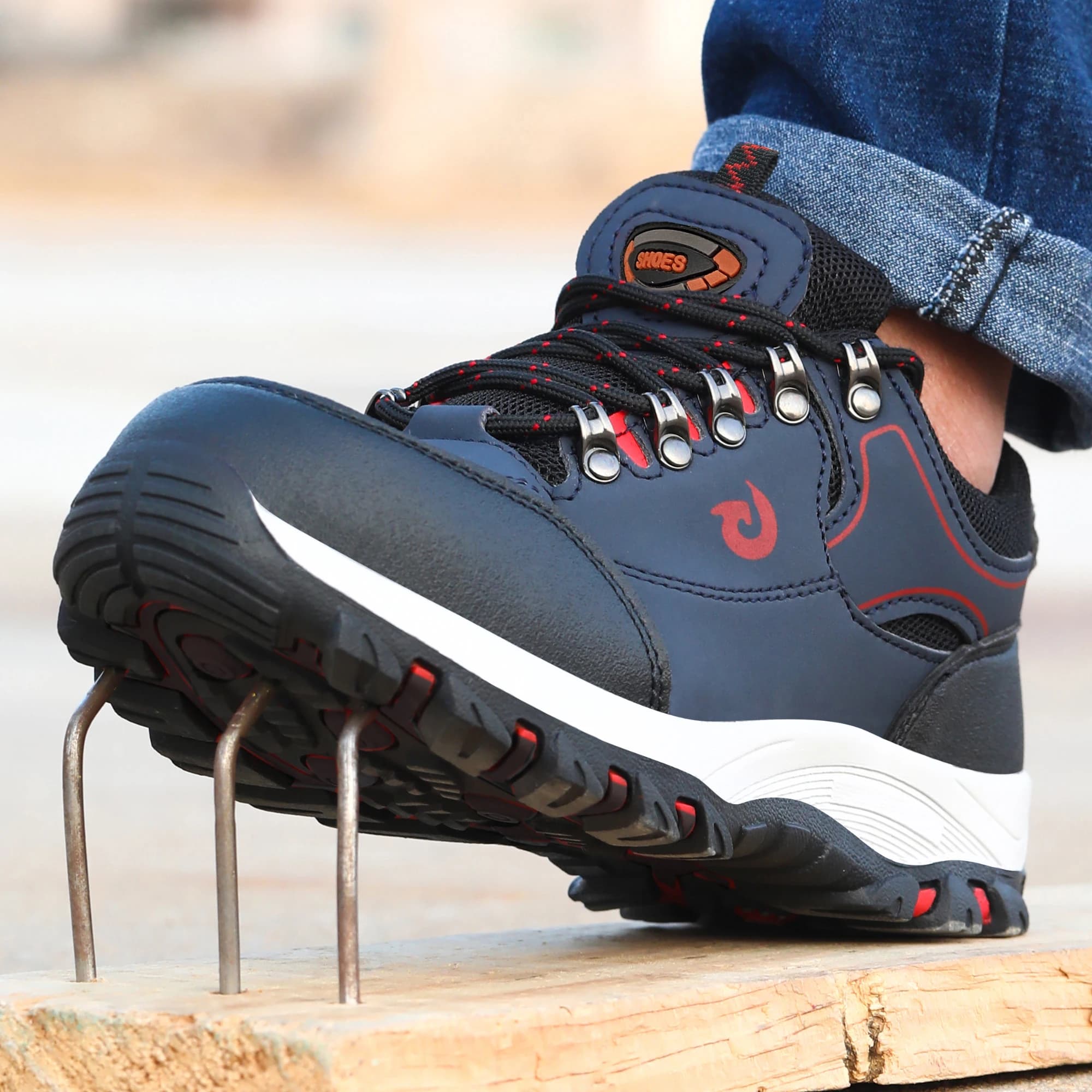 Toe Cap Work Shoes For Men | Puncture Proof Construction Sneakers | Protective Safety Boots & Work Shoes - Thumbnail 3