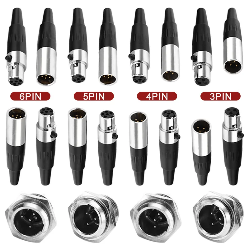 XLR Connector Kit | 3-Pin to 6-Pin Male & Female Plugs | Premium Audio & Video Panel Sockets - Thumbnail 2