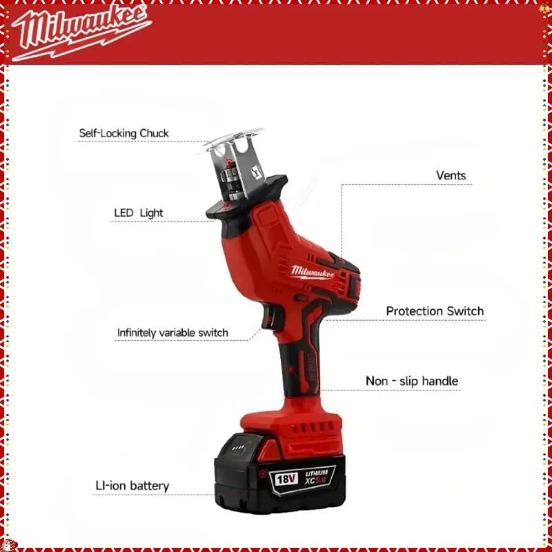 Milwaukee 18V Cordless Reciprocating Saw | Brushless Motor | Wood & Metal Cutting Power Tool - Thumbnail 7