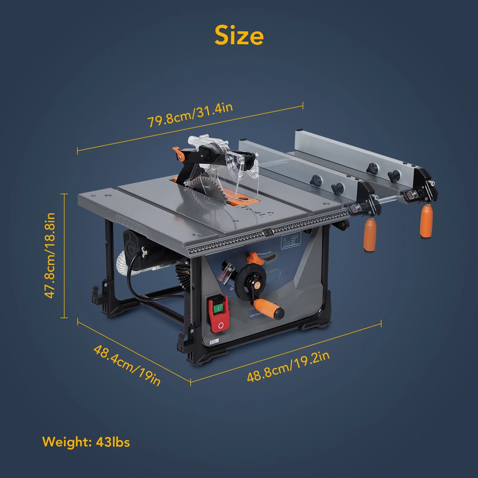 2000W Table Saw | High-Precision 5000RPM Cuts | Integrated Dust Collection for Woodworking - Thumbnail 2