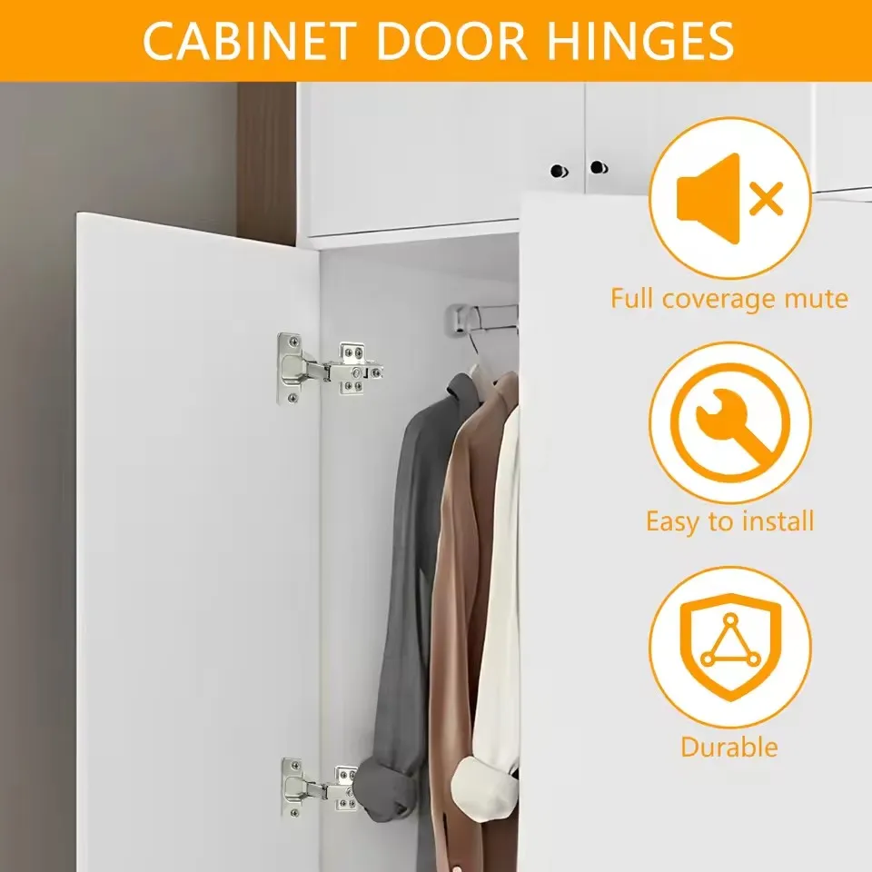 Close Cabinet Hinges 2-Pack | Hydraulic Damper Buffer | Kitchen Cupboard & Furniture - Thumbnail 5