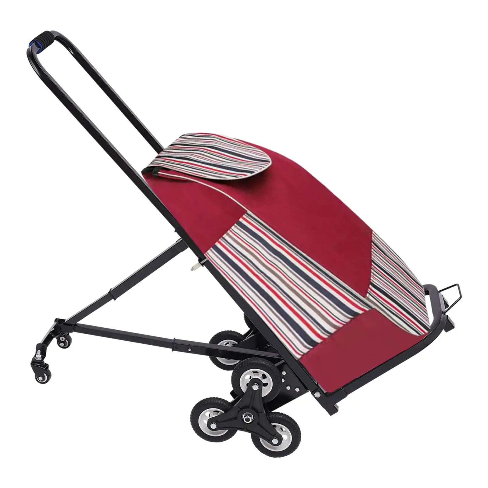 Stair Climbing Cart Hand Truck with 8 wheels and adjustable handle, capable of moving 330lbs on stairs and rough terrain.
