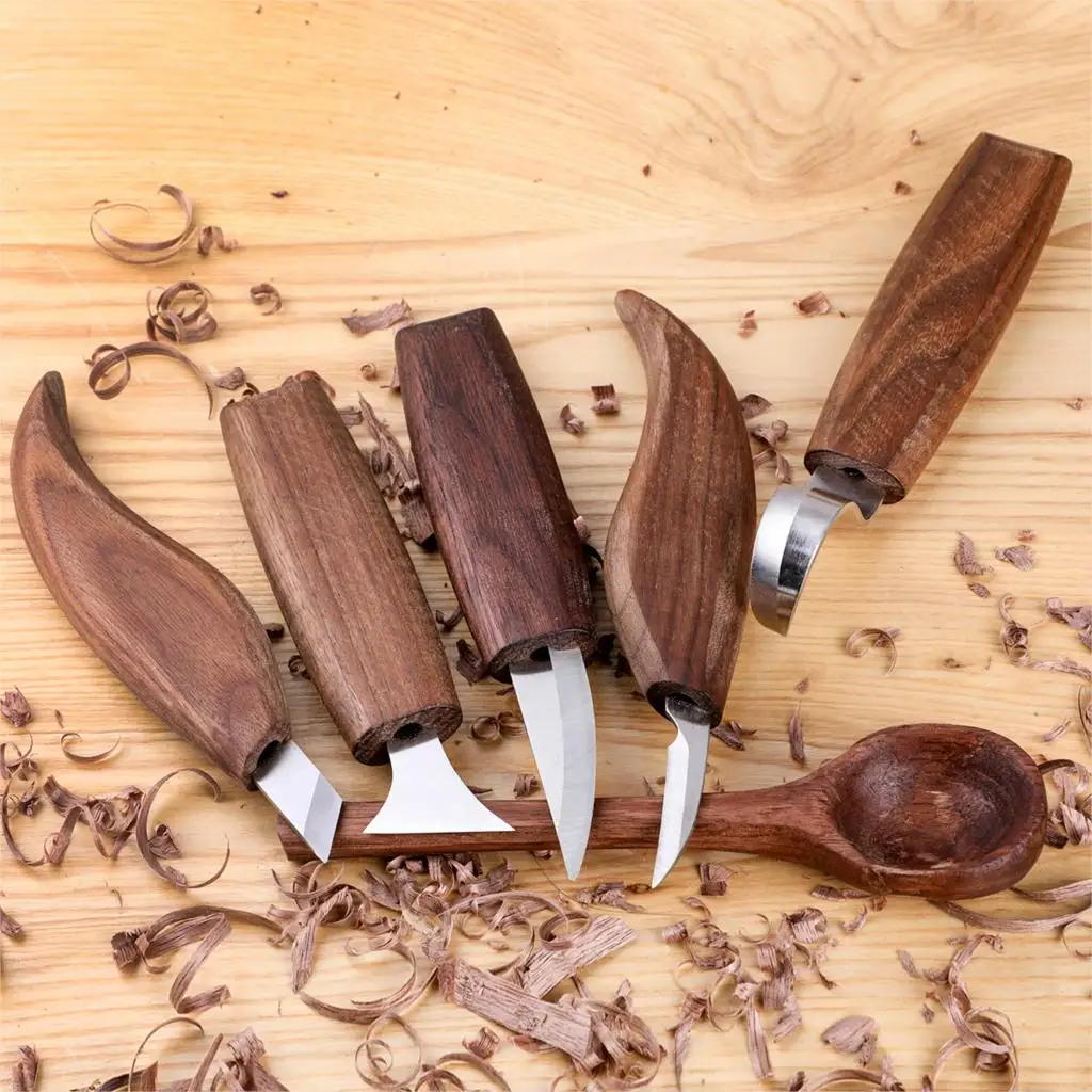 Wood Carving Knife Set | Handcrafted Spoon & Detail Carving Tools | Premium Woodworking Hand Tools - Thumbnail 2