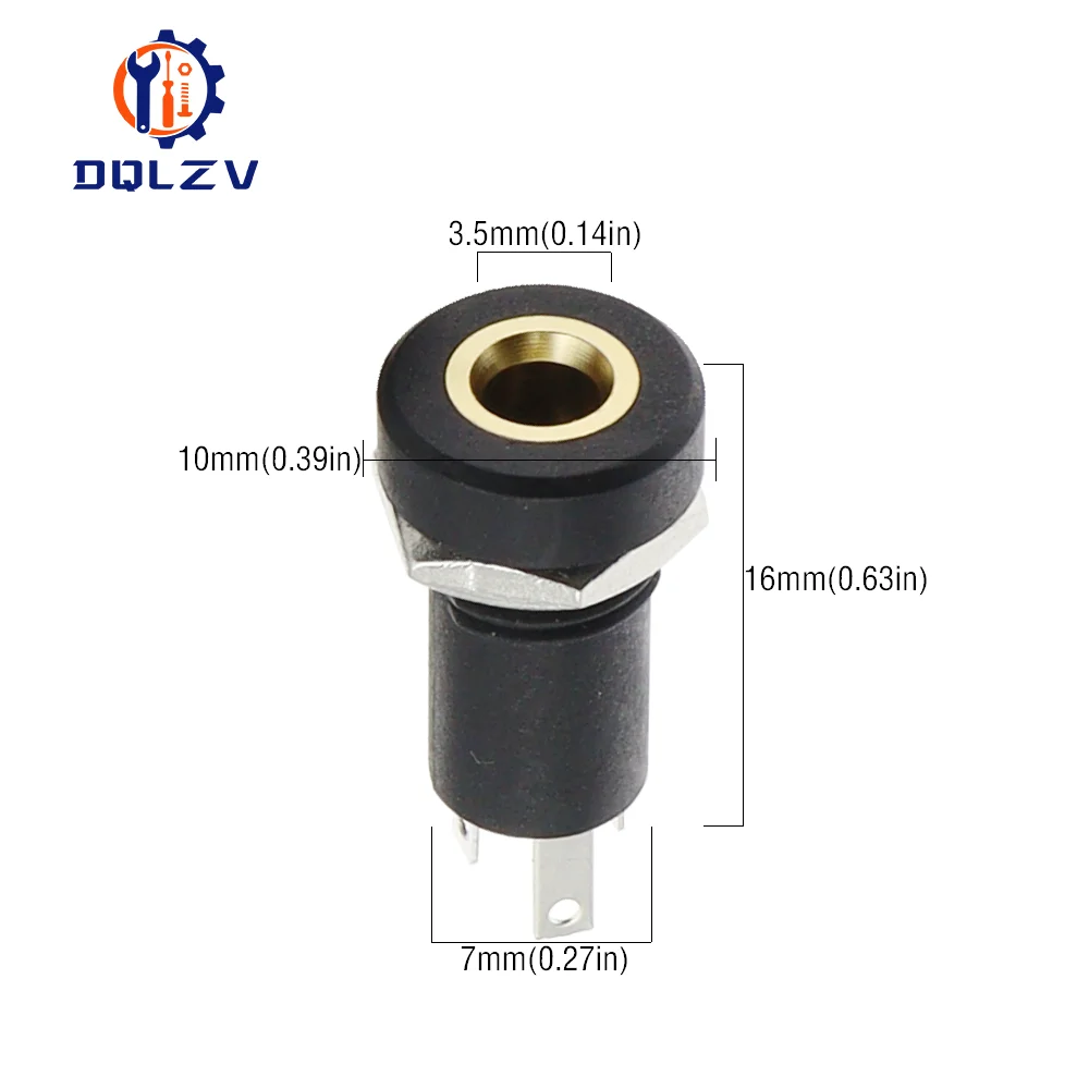 3.5mm Stereo Panel Mount Jack | PJ-392A Socket with Locking Nut | 1, 3, or 5-Pack - Thumbnail 6