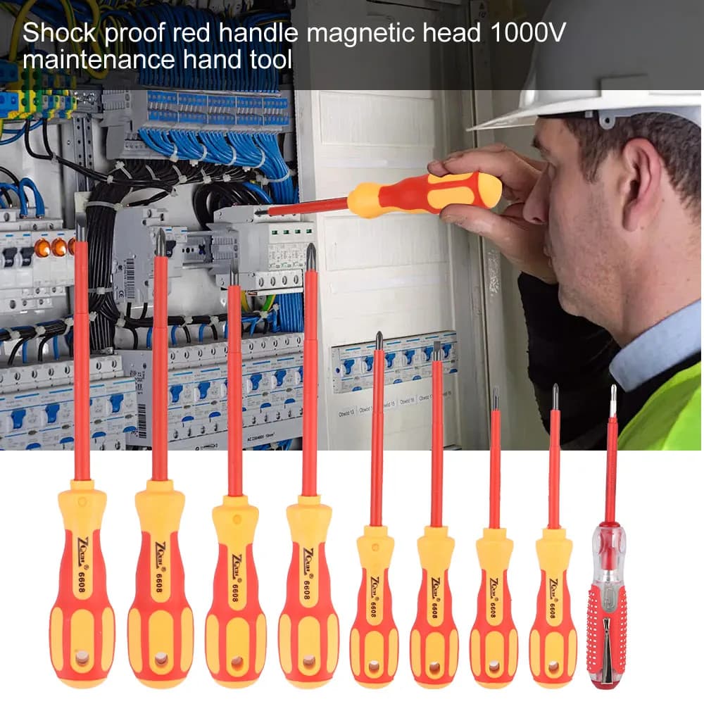 Insulated Screwdriver Set | Magnetic Bit Driver with Phillips & Slotted Bits for Electricians - Thumbnail 4