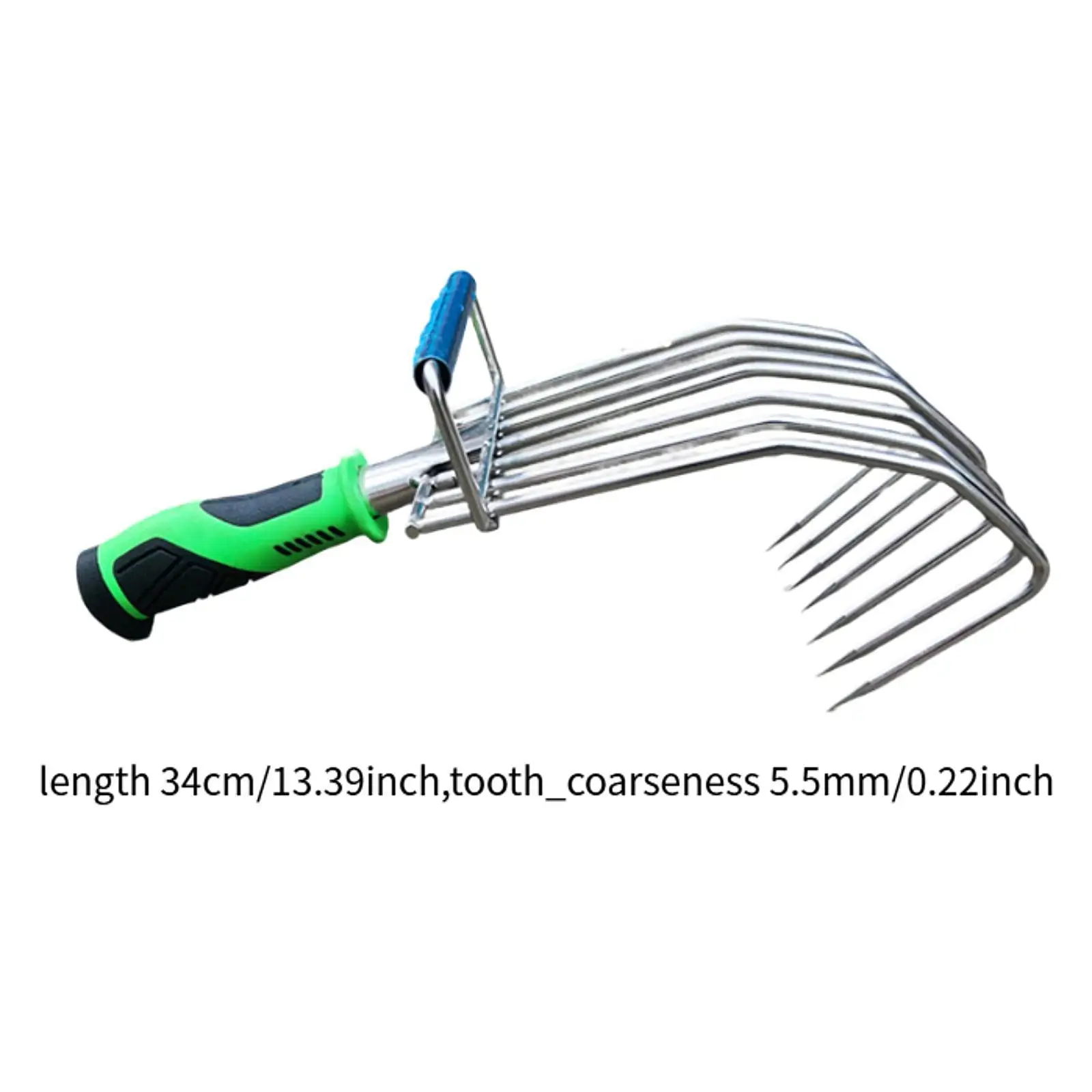 Hand Rake | Lightweight Soil Loosening Tool | Rubber Handle for Patio & Backyard Work - Thumbnail 3