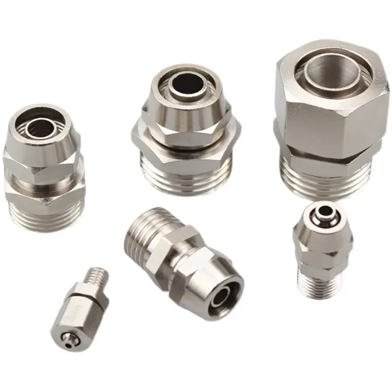 10 to 200 piece set of metric pneumatic quick connectors with M5 M6 M8 M10 M12 threads for air hose and tube connections