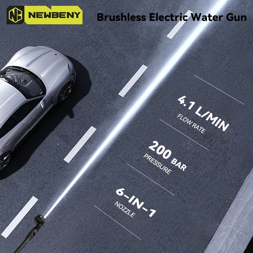 Brushless High Pressure Car Washer Gun | 200Bar 6-in-1 Nozzle | For Makita Battery - Thumbnail 3
