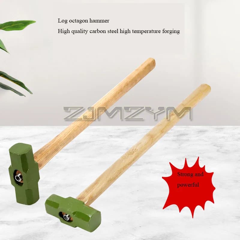 8LB Sledge Hammer | Octagonal Solid Iron Head | Wall Dismantling & Non-Sparking - Thumbnail 4