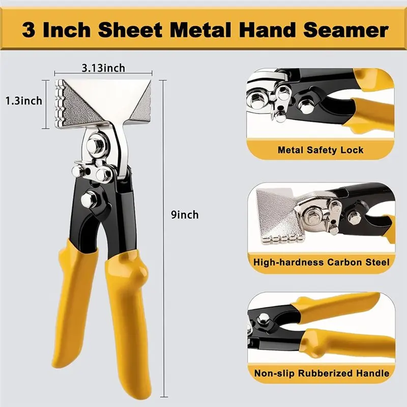 ABYP Straight Jaw Bender Metal Forging Tool, 3 Inch Hand Seamer For Sheet Metal, Ideal For HVAC& DIY Projects - Thumbnail 2