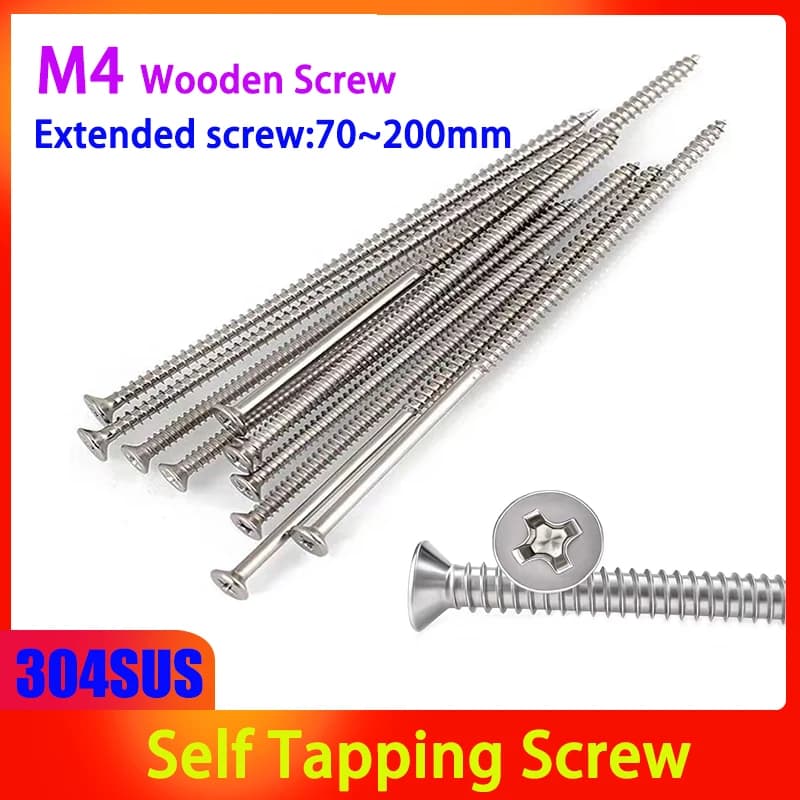 Flat Head Self Tapping Screws | 304 Stainless Steel | 70-200mm Switch Socket Fixings - Thumbnail 2