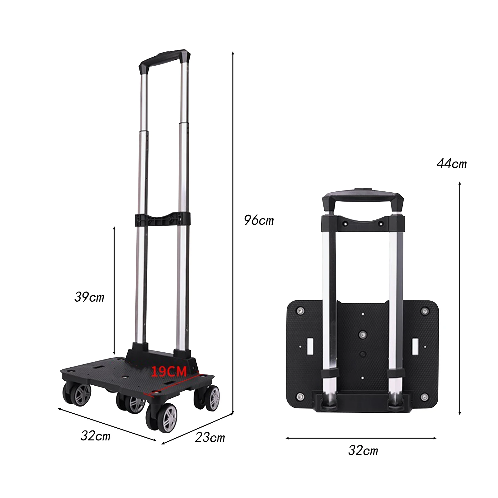 Folding Hand Truck | 5-Wheel Portable Luggage Cart for Travel & Shopping - Thumbnail 2