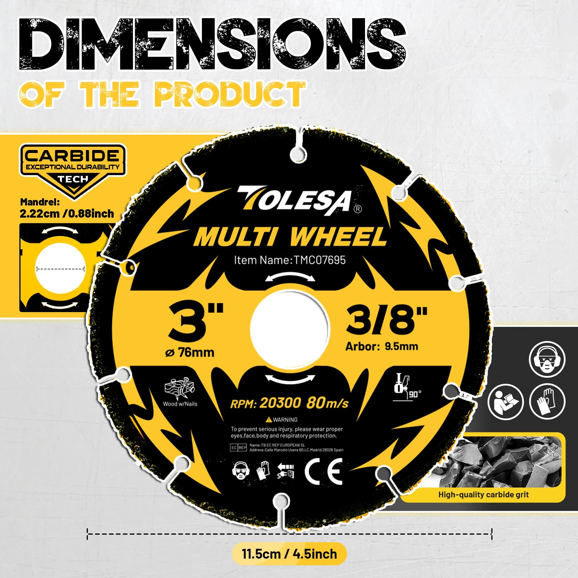 3-Inch Carbide Cutting Discs | 3-Pack for Wood, Laminate & Plastic | Angle Grinder Wheels - Thumbnail 2