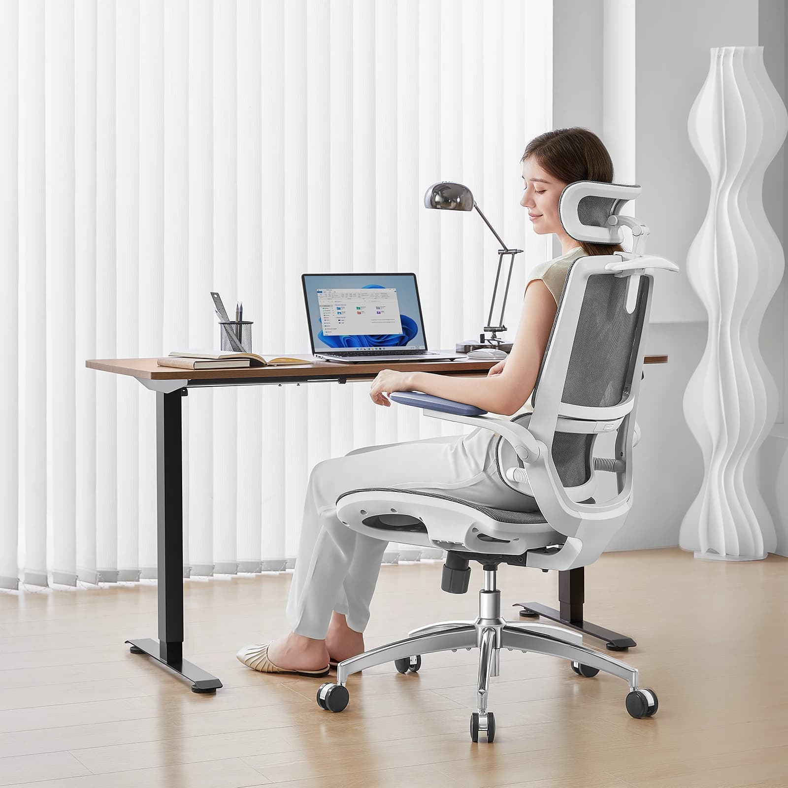 Ergonomic Office Chair | 3D Flip-Up Armrests & Adjustable Headrest | Computer Chair with Lumbar Support - Thumbnail 4