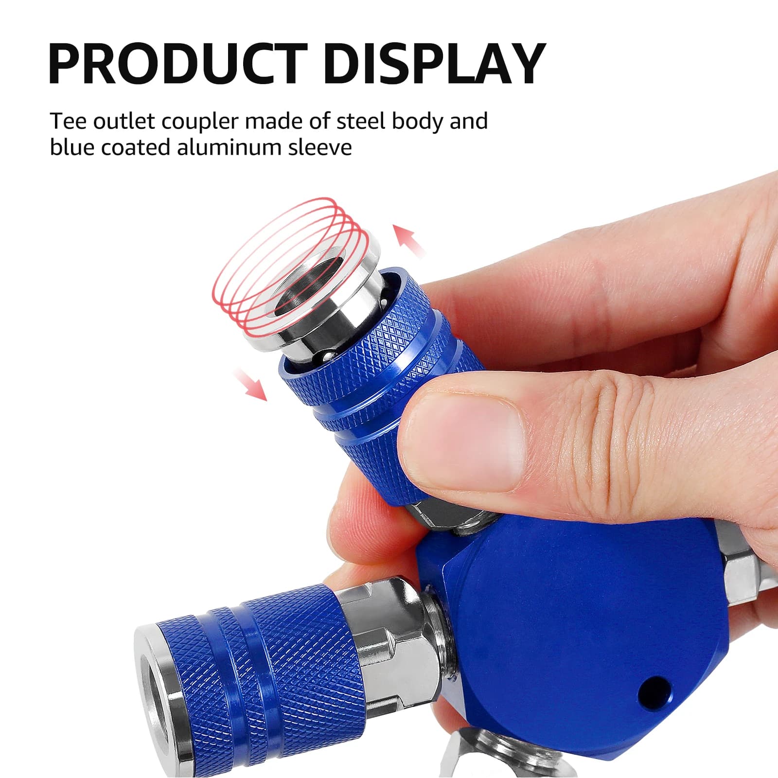 3-Way Air Manifold | 1/4 Inch Quick-Connect Fittings | Heavy-Duty Hose Splitter - Thumbnail 6