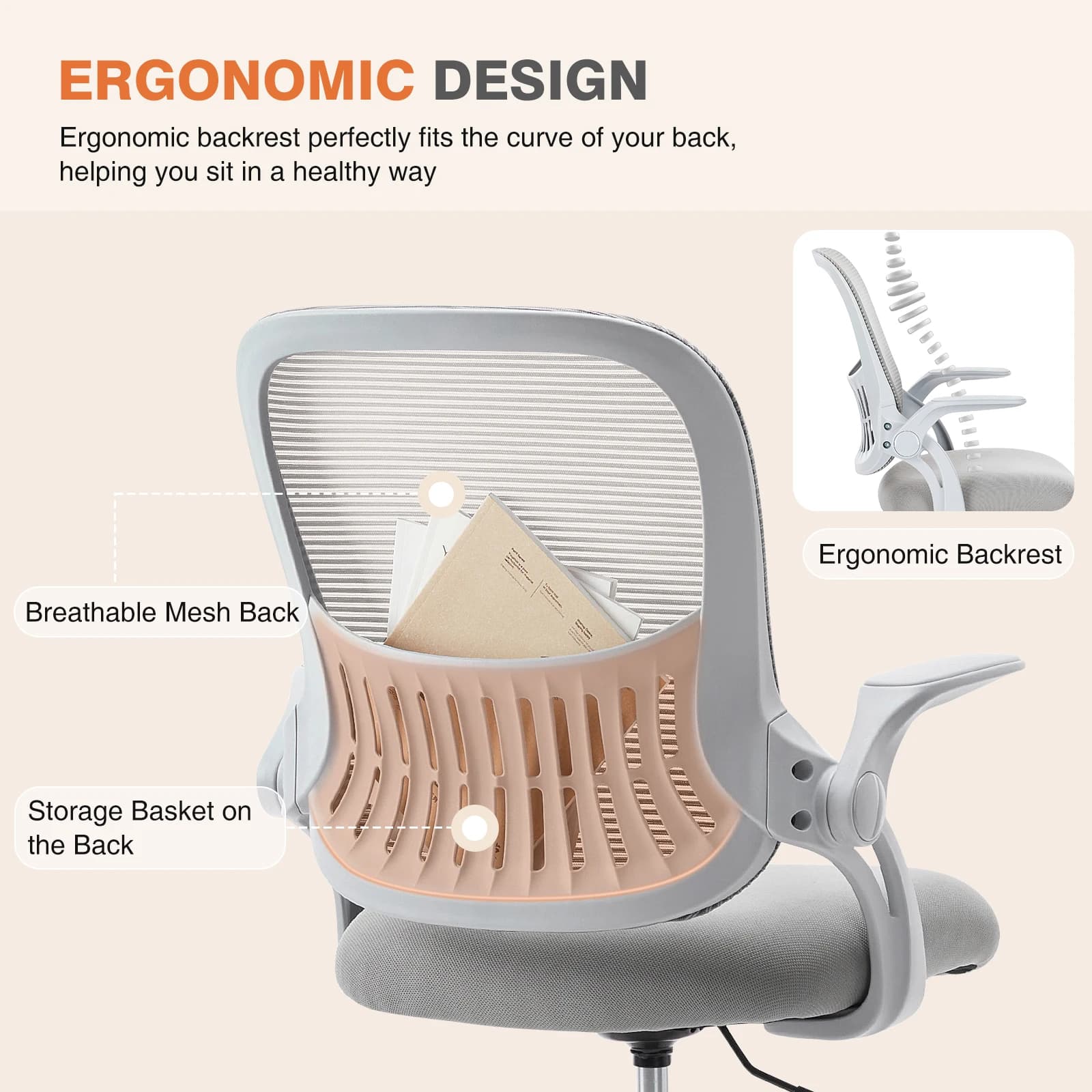 Back Office Chair | Adjustable Swivel Rolling Chair | Ergonomic Computer & Gaming Chair for Home - Thumbnail 5