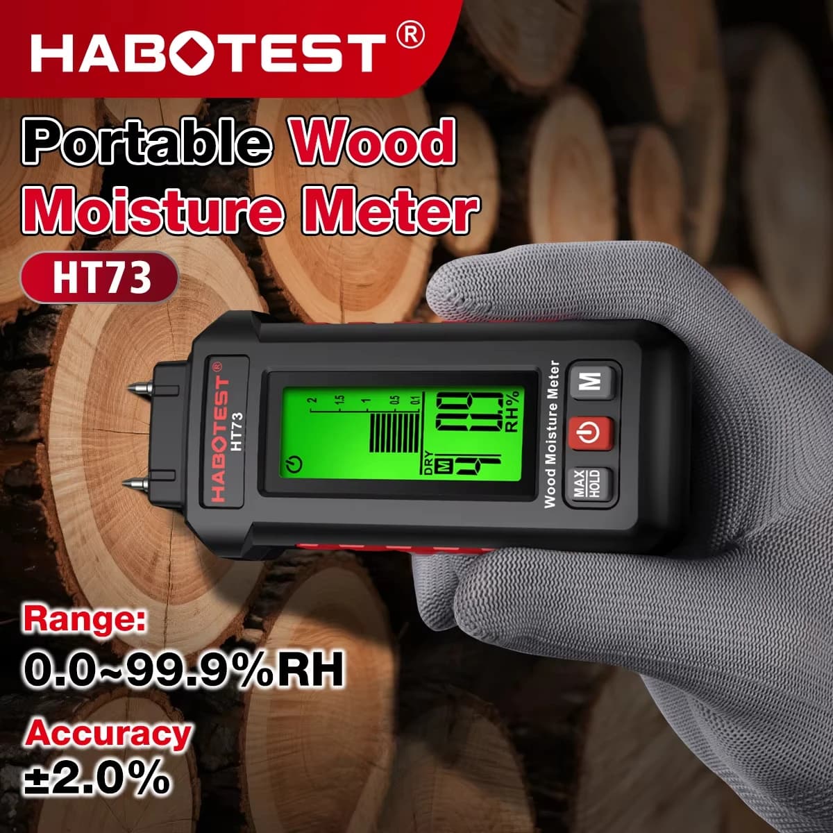 Wood Moisture Meter | High-Accuracy Pin-Type Detector for Lumber & Building Materials - Thumbnail 4