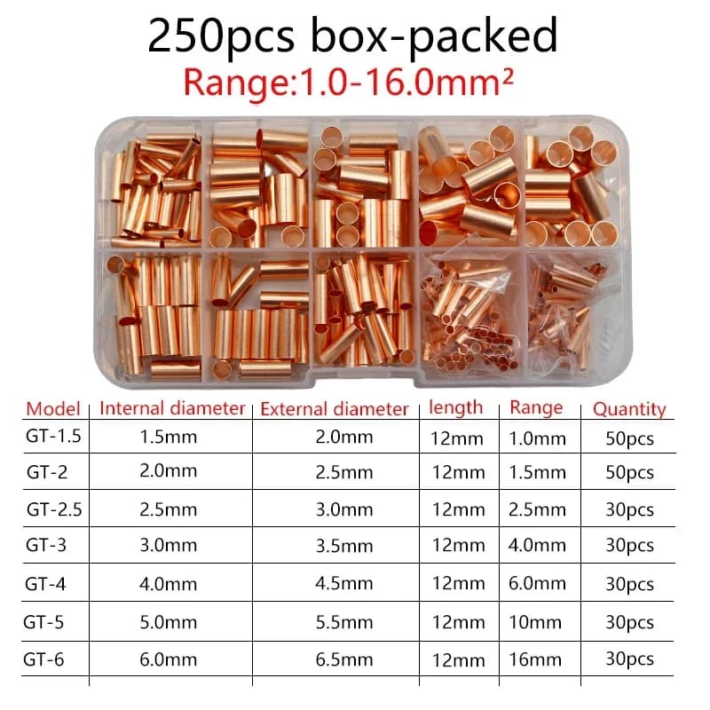 Wire Connector Set | U/O-Type Copper Terminals | 2.8mm, 4.8mm, 6.3mm Sizes - Thumbnail 3