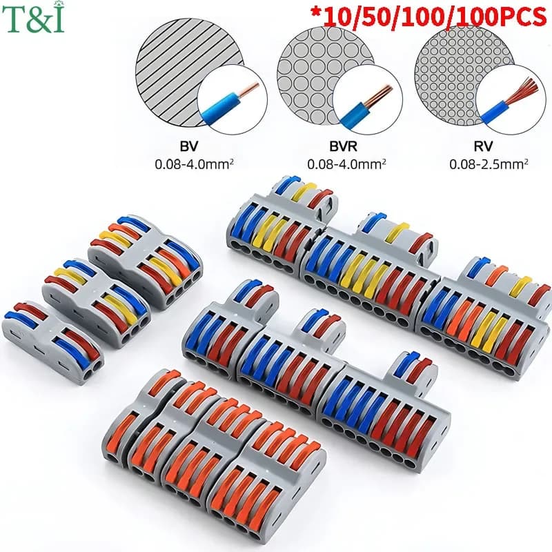 Push-In Wire Connectors | 10-1000PCS Bulk Kit | Quick-Splice Terminal Blocks for Secure Wiring - Thumbnail 3