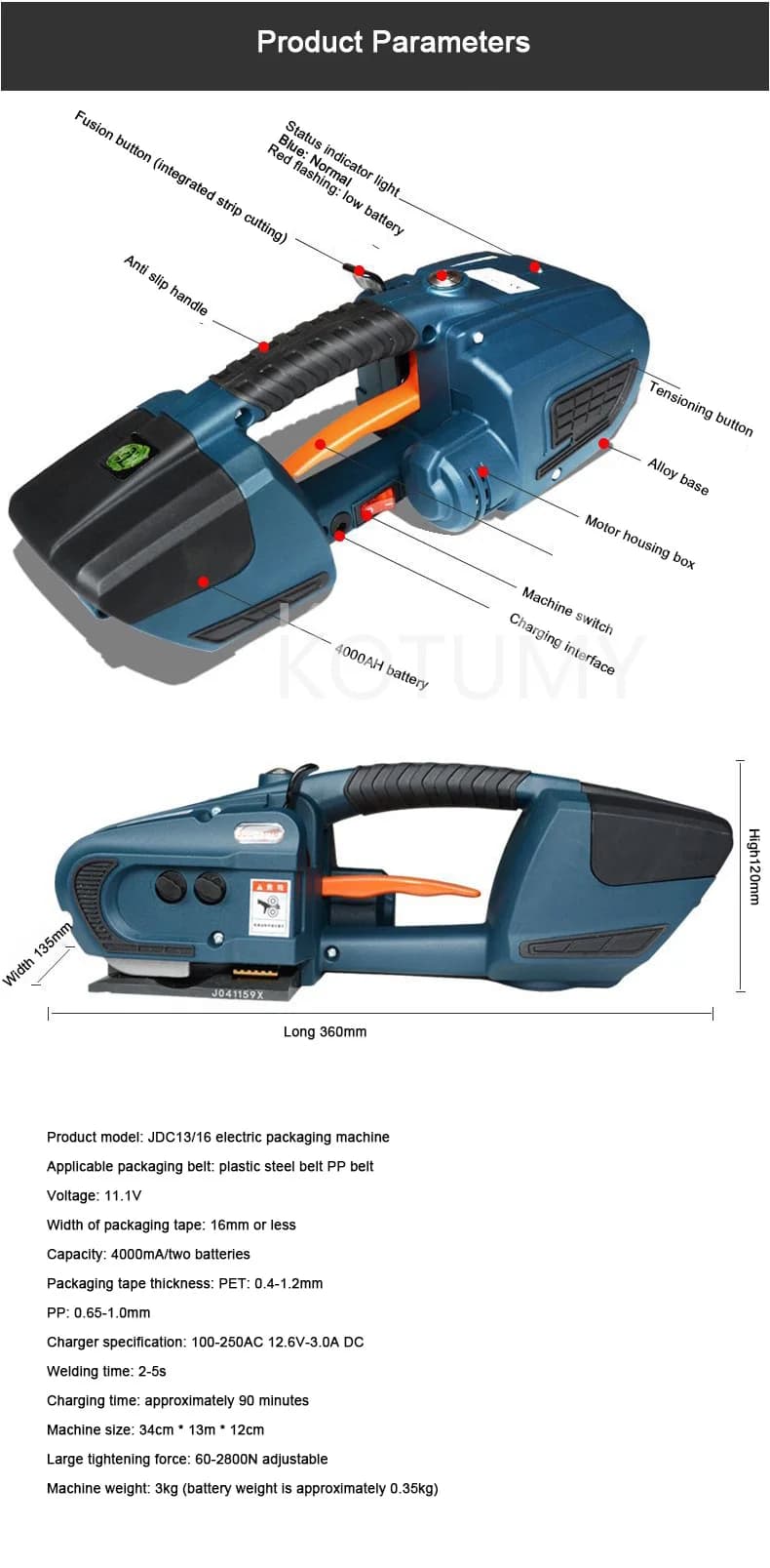 Electric Strapping Tool | Automatic PET/PP Banding | 13mm-16mm Portable Packaging Machine - Thumbnail 6