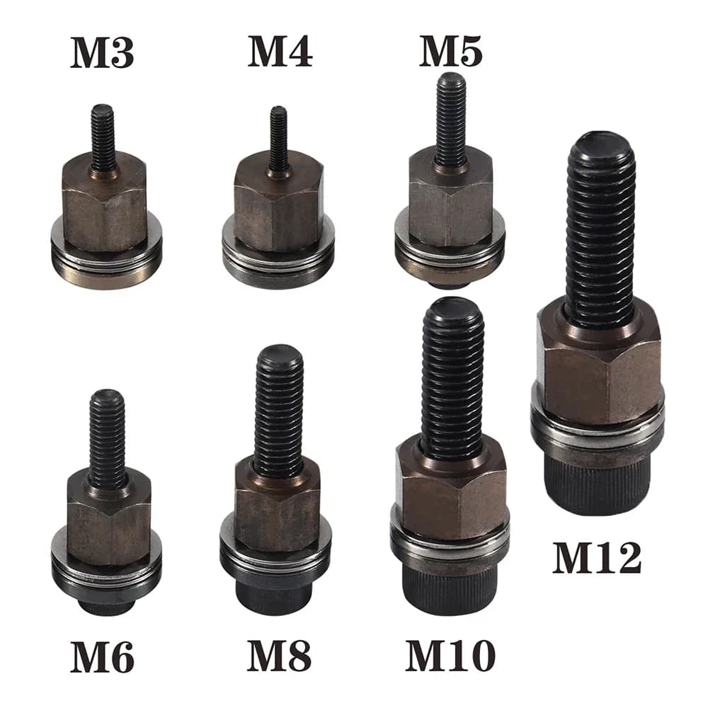 Hand Rivet Nut Gun | 11pcs Head Nuts Set | M3-M12 Riveter Tool Accessory - Thumbnail 2