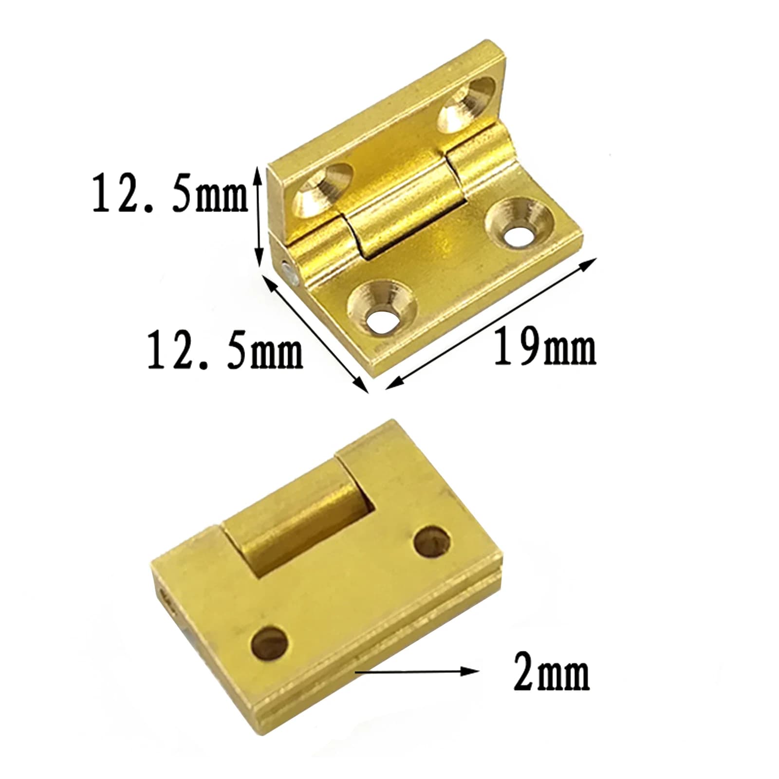 Brass Butt Hinges 19x12.5mm | 2Pcs Cabinet Drawer Connectors | For Jewelry Chest & Wooden Box - Thumbnail 3