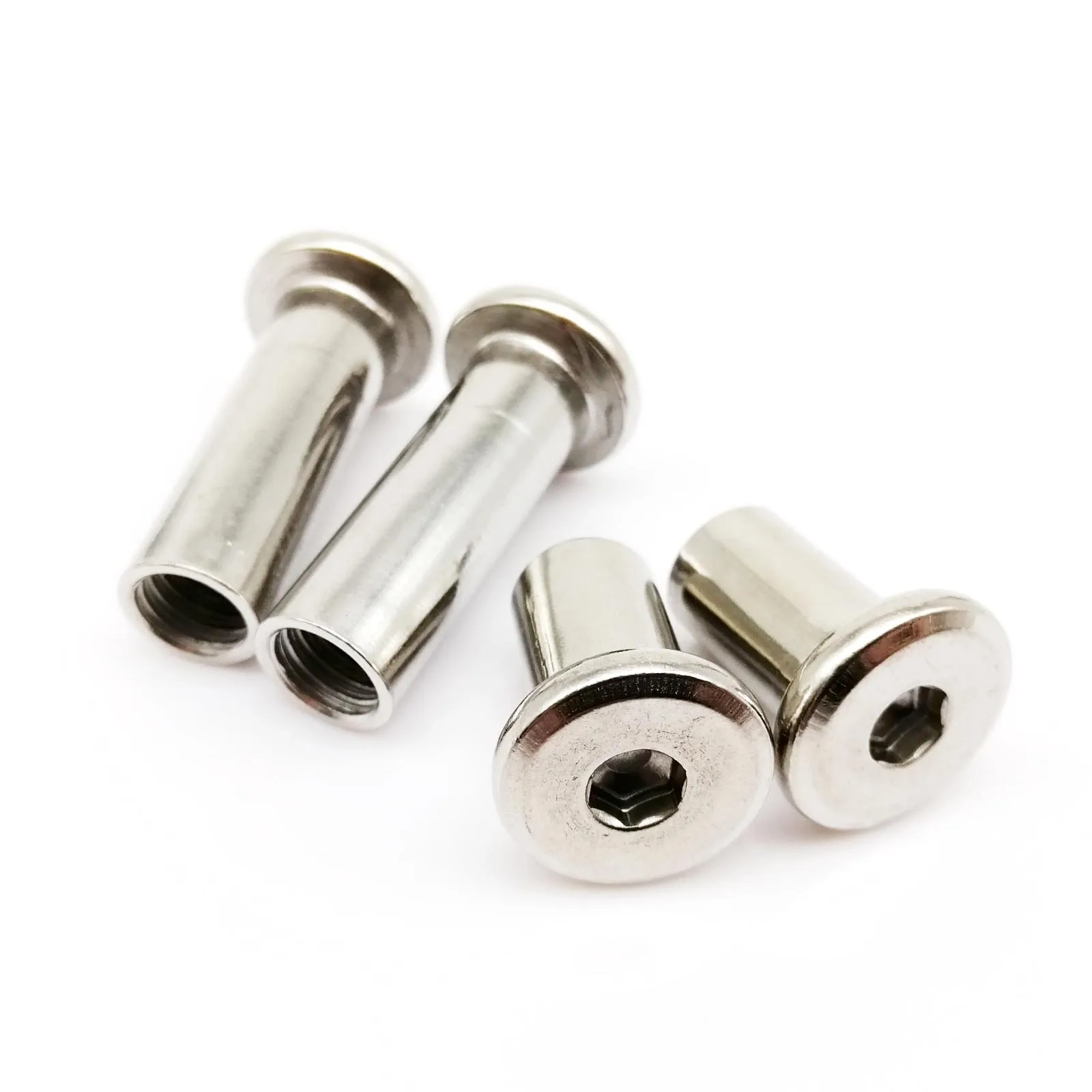 304 Stainless Steel Furniture Sleeve Nuts | M3-M10 Hex Socket Head | 4-100mm Connector Rivets - Thumbnail 5