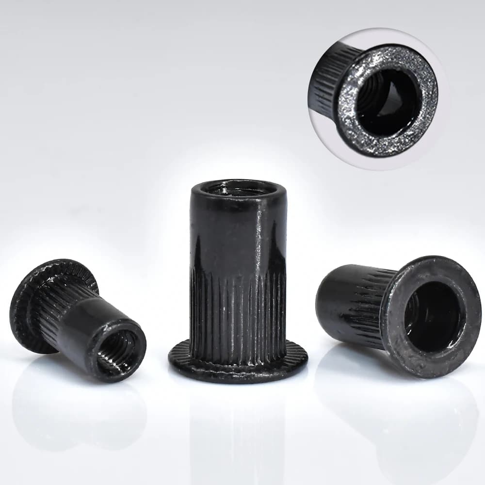 M3-M12 Rivet Nut Inserts | Carbon Steel Flat Head Nutserts | 5-50 Pcs Threaded Hammer Caps - Thumbnail 4
