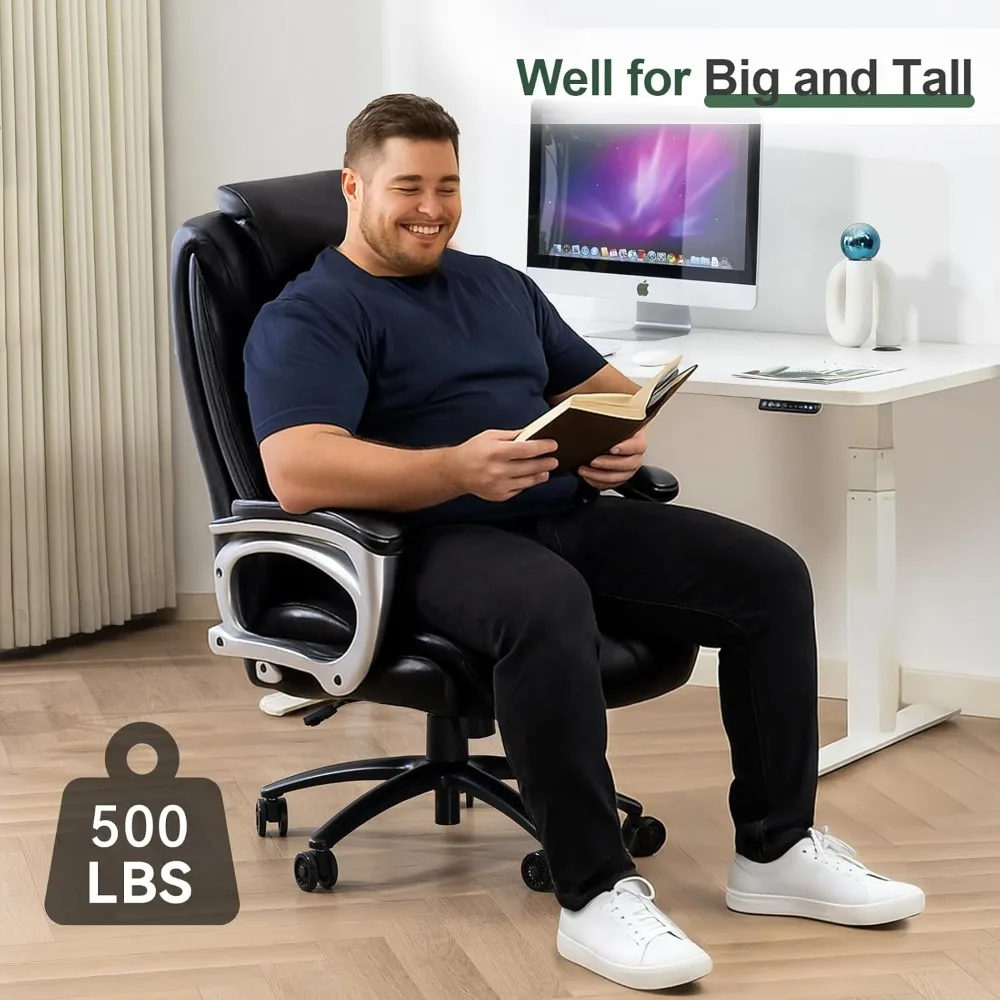 Heavy-Duty Big & Tall Office Chair | 500lb Capacity | High-Back PU Leather Executive Desk Chair - Thumbnail 3
