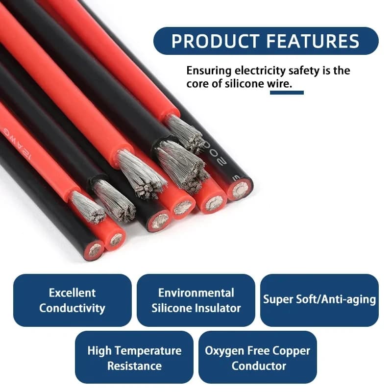 1/2/5m Tinned Copper Wire Silicone Rubber Cable Soft 8 10 12 14 16 18 20 22 24 26 AWG DIY 2Pins Flexible LED Lamp Connector - Thumbnail 3