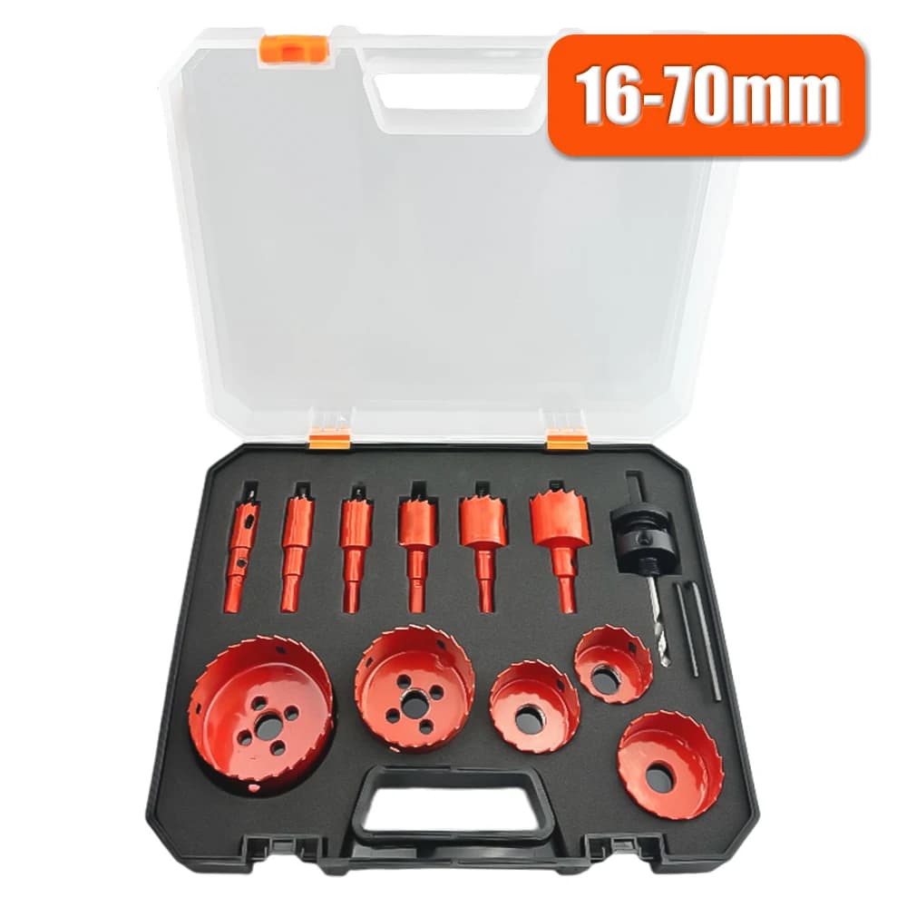 12-Piece Bi-Metal Hole Saw Kit | 16-70mm Range | For Metal, Wood & Aluminum - Thumbnail 2